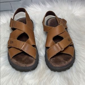 tan leather walking sandals